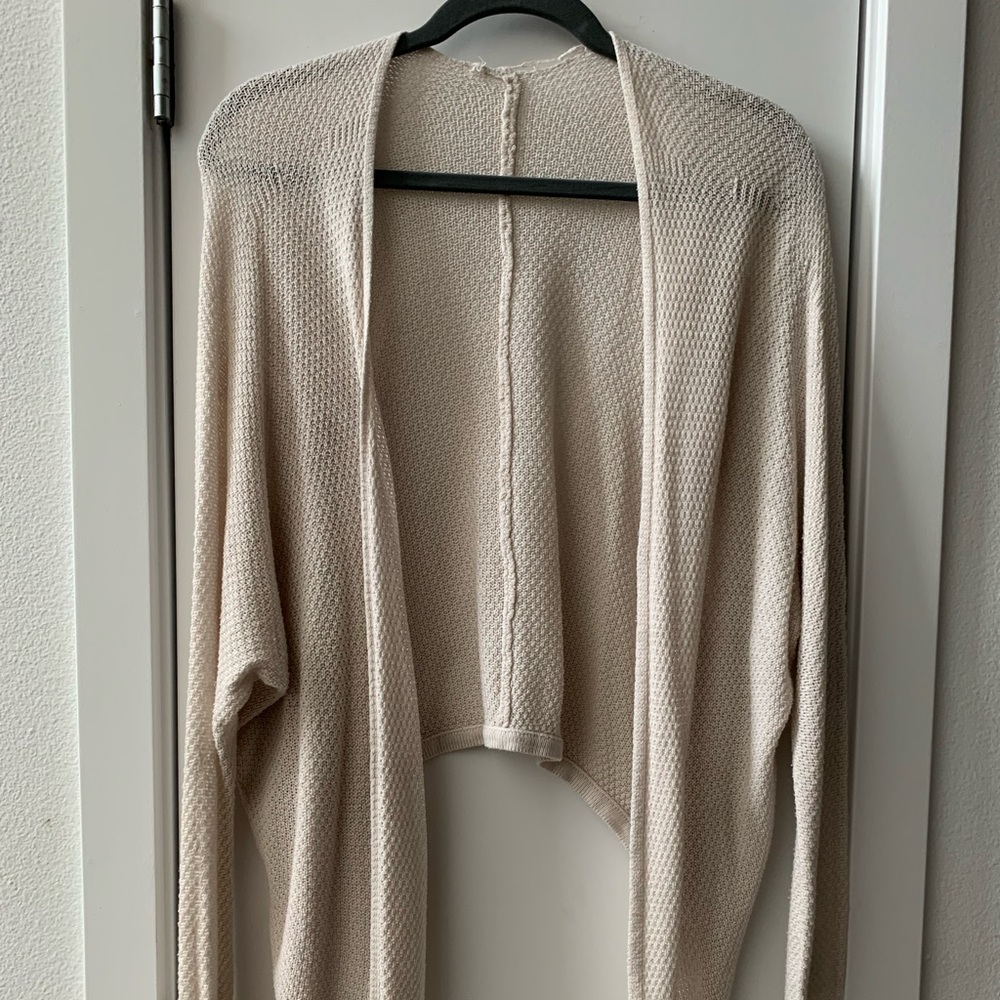 Brandy Melville Off-White Flowy High-Low Knit Cardigan